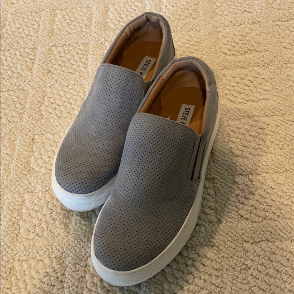 Steve Madden Suede Slip Ons grey